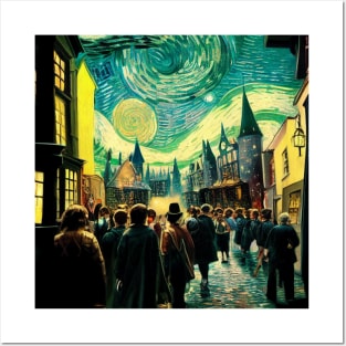 Starry Night in Diagon Alley Posters and Art